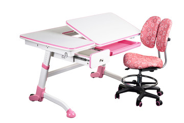Pink school desk and pink chair
