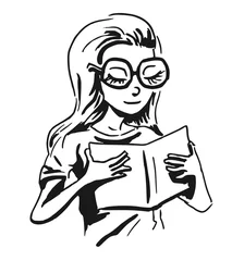 Foto auf Acrylglas Meisje leest een boek © emieldelange