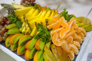 fruit plate on white table