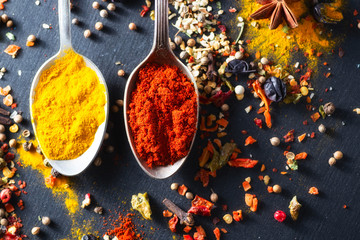 Turmeric and sweet red pepper  black chalk board