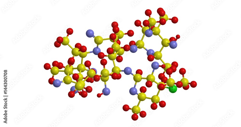 Wall mural Molecular structure of Erythromycin, 3D rendering