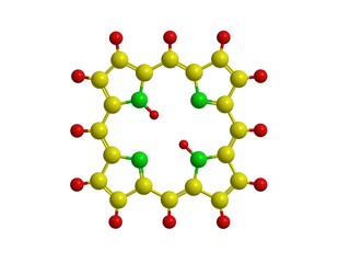 Molecular structure of Porphin, 3D rendering