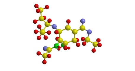 Molecular structure of Oseltamivir, 3D rendering