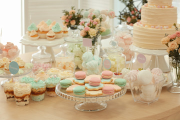 Table with sweets prepared for party