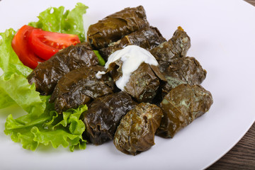 Dolma - stuffed meat in grape leaves