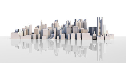 Fototapeta na wymiar Day city with reflection 3d rendering image