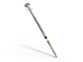 single-use syringe 3d render on white background