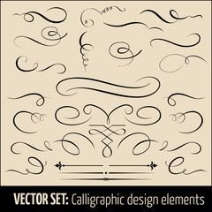 Vector set of calligraphic and page decoration design elements. Elegant elements for your design. - obrazy, fototapety, plakaty
