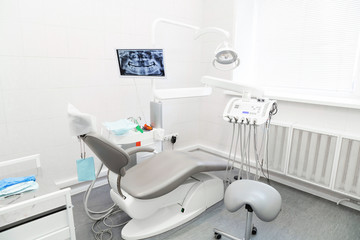 Dental office with equipment without people.