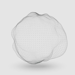 Abstract vector mesh distorted sphere constructed with connected points on light background. Futuristic technology style. Elegant background for business presentations.Eps10