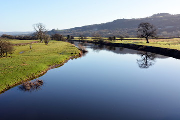 The Towy River at Dryslwyn, Carmarthenshire, Wales.