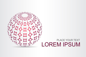 Logo stylized spherical surface with abstract shapes