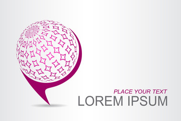 Logo stylized spherical surface with abstract shapes