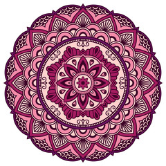 Colored decoration in mandala form. Mehndi style. Decorative pattern in oriental style. Eastern ethnic pattern.