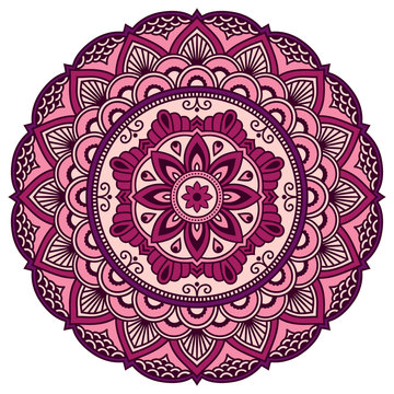 Colored Decoration In Mandala Form. Mehndi Style. Decorative Pattern In Oriental Style. Eastern Ethnic Pattern.