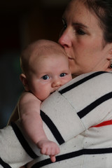 People: Mom holding baby