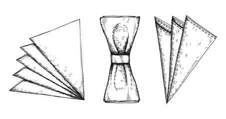 Napkins serving tableware hand drawing vector