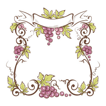 Frame from grapes / Vector illustration, floral design element