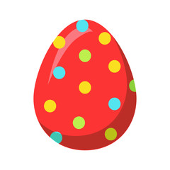 Easter Red Egg with Colorful Dot Vector Decoration