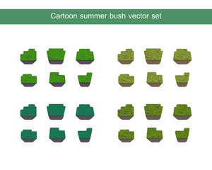Green bush vector set