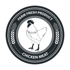 Fototapeta na wymiar Vector retro styled badge with chicken symbol. Organic food badge.