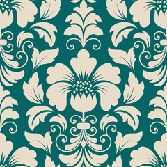 Vector damask seamless pattern element. Classical luxury old fashioned damask ornament, royal victorian seamless texture for wallpapers, textile, wrapping. Exquisite floral baroque template.
