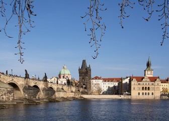 Fototapeta premium View of Charles Bridge and Old Town Bridge Tower in Prague