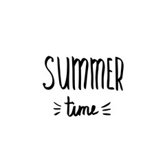Hello summer - Hand Drawn brush text. Handmade lettering for you