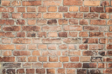 Texture of red brick. Bonded masonry