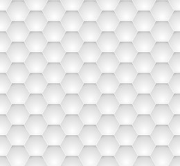 Seamless dented hexagons white wall texture.