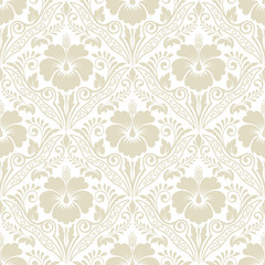 Vector damask seamless pattern background. Classical luxury old fashioned damask ornament, royal victorian seamless texture for wallpapers, textile, wrapping. Exquisite floral baroque template.
