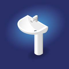 3d Sink in the bathroom for washing face and hands realistic Isometric Vector Illustratio