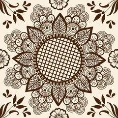 Deurstickers Bruin Vector bloemen naadloos patroonelement in Arabische stijl. Arabesk patroon. Oost-etnische sieraad. Elegante textuur voor achtergronden.