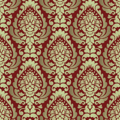 Naklejka premium Vector damask seamless pattern background. Classical luxury old fashioned damask ornament, royal victorian seamless texture for wallpapers, textile, wrapping. Exquisite floral baroque template.