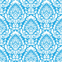 Vector damask seamless pattern background. Classical luxury old fashioned damask ornament, royal victorian seamless texture for wallpapers, textile, wrapping. Exquisite floral baroque template.