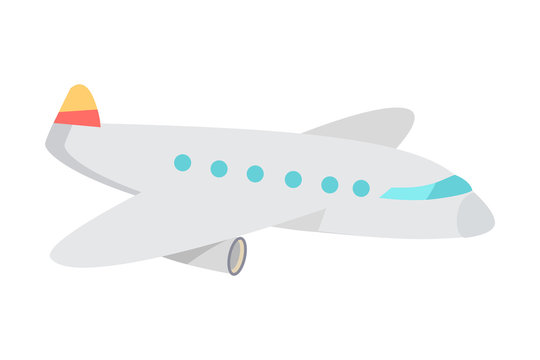 Cartoon Airplane Flat Vector Illustration