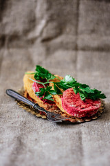 Vegetarian cutlets from beets and carrots