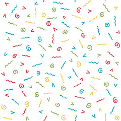 Seamless hand drawn pattern with wave and whirlpool. Vector colorful illustration