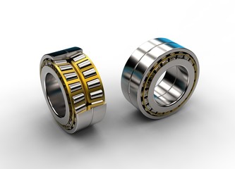 3D illustration of double row tapered roller bearing