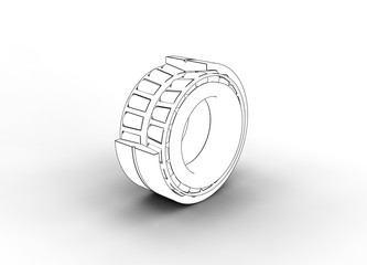 3D illustration of double row tapered roller bearing