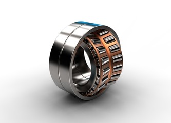 3D illustration of double row tapered roller bearing