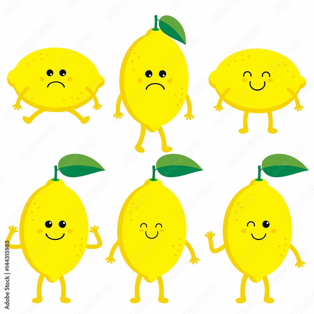 Wall mural set cartoon lemons