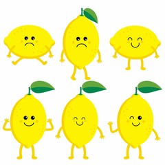 set cartoon lemons
