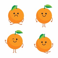 set cartoon oranges