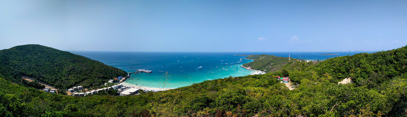 Panorama of The Sea with The Blue Sky at Pattaya City, Thailand.