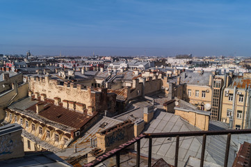 Obraz premium A view of Saint Petersburg from the high roofs of old part of the city, Saint Petersburg, Russia