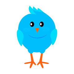 Little Funny Blue Bird Flat Vector Icon