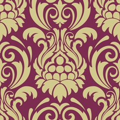 Vector damask seamless pattern element. Classical luxury old fashioned damask ornament, royal victorian seamless texture for wallpapers, textile, wrapping. Exquisite floral baroque template.