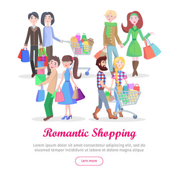 Romantic Shopping Cartoon Flat Vector Concept