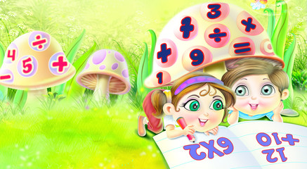 children study in garden